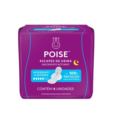 Absorvente Poise Noturno Com Abas Para Escape De Urina Embalagem Com 8 Unidades