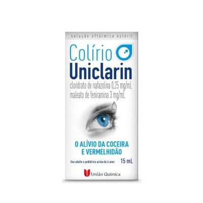 Colírio Uniclarin Cloridrato de Nafazolina 0,25mg/ml + Maleato de Feniramina 3mg/ml Solução 15ml
