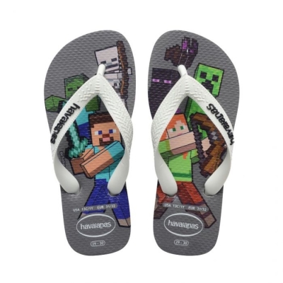 Sandália Havaianas Kids Minecraft Cinza Aço/Branco 23/24 Coleção 1 Par