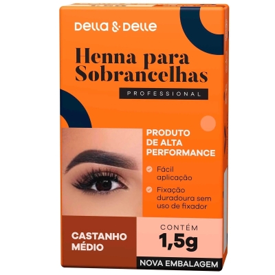 Henna Para Sobrancelhas Castanho Médio 1,5g Della E Delle