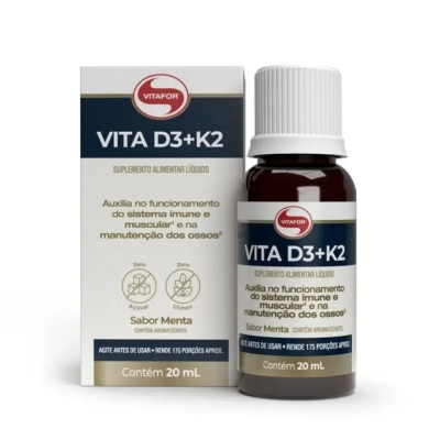 Vitafor Vita D3 + K2 Vitamina D 2.000Ui Gotas Liquido Sabor Menta 20ml 