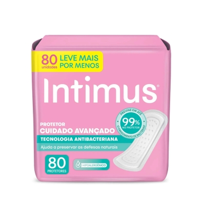 Protetor Diário Intimus Tecnologia Antibacteriana 80 Unidades