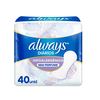 Protetor Diário Always Sensitive Sem Perfume Com 40 unidades