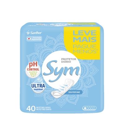 Absorvente Sym Protetor Diário sem Perfume Com 40 Unidades