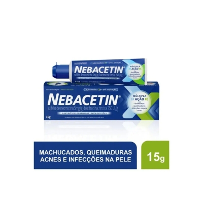 Nebacetin Bacitracina Zíncica 250UI/g + Sulfato de Neomicina 5mg/g Pomada 15g