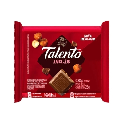 Chocolate Garoto Talento Avelãs 25g