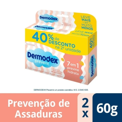 Kit Creme para Assaduras Dermodex Prevent 60g 2 Unidades