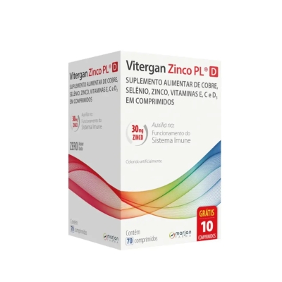 Polivitamínico Vitergan Zinco PL D 70 Comprimidos
