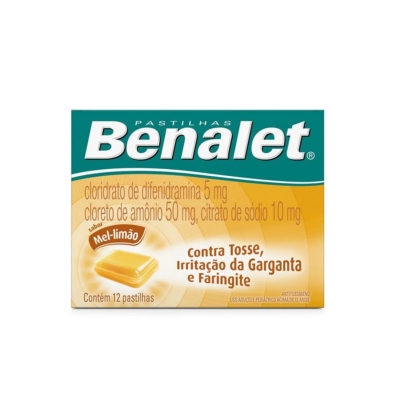 Pastilha Benalet Sabor Mel e Limão 12 Unidades