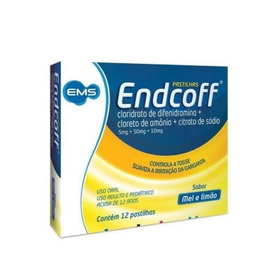 Endcoff 5mg + 50mg + 10mg Sabor Mel e Limão 12 Pastilhas