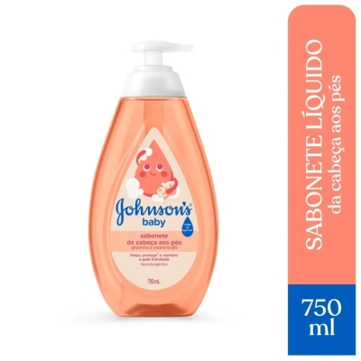 Sabonete Líquido de Glicerina Johnson's Baby da Cabeça aos Pés 750ml