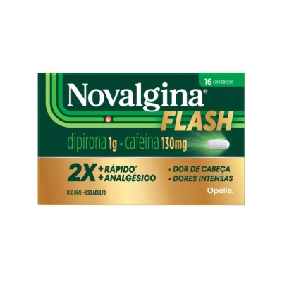Novalgina Flash Dipirona 1g + Cafeína 130mg 16 Comprimidos