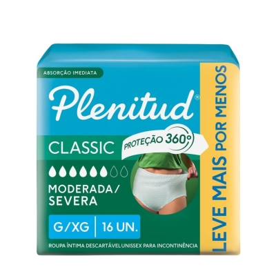 Plenitud Roupa Íntima Classic para Incontinência G/XG 16 Unidades