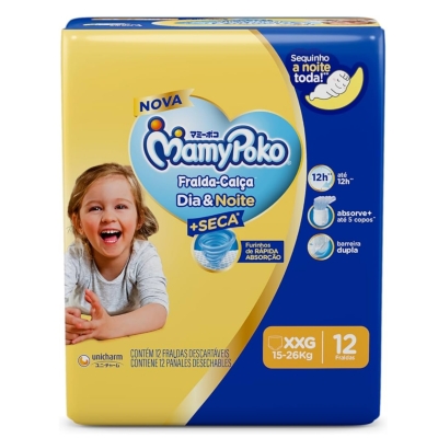 Fralda Mamypoko Calca Dia/Noite Regular XXG 12 Unidades