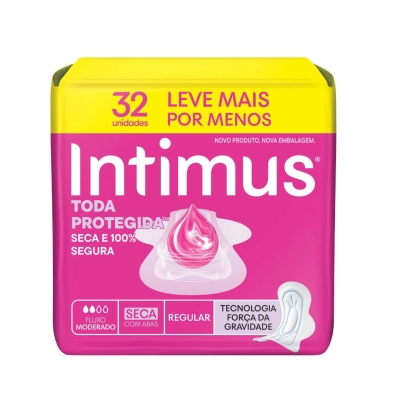 Absorvente Intimus Toda Protegida Cobertura Seca Com Abas 32 unidades