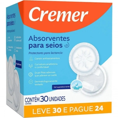 Absorventes para Seios Cremer 30 Unidades