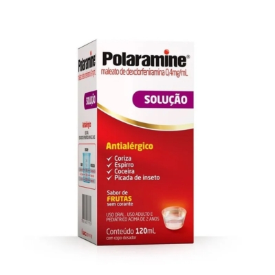 Polaramine Maleato de Dexclorfeniramina 0,4mg/ml Solução Oral Sabor Frutas 120ml
