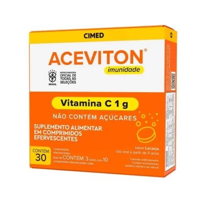 Vitamina C Efervescente Aceviton 1g Laranja 30 Comprimidos