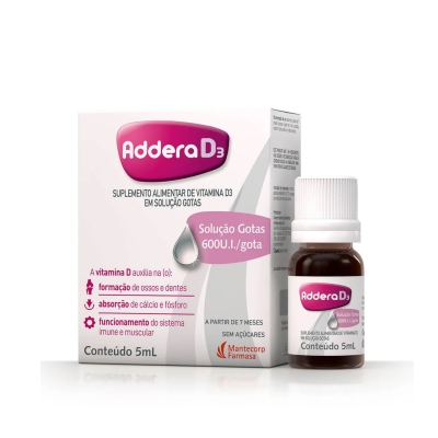 Vitamina D 600UI Addera D3 Gotas 5ml