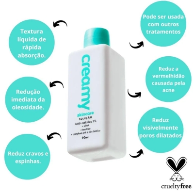 Tônico Antiacne Esfoliante Creamy Ácido Salicílico 2% 90ml