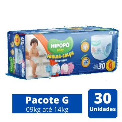 Fralda Hipopo Baby Shortinho G 30 Unidades
