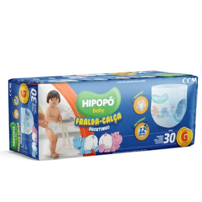 Fralda Hipopó Baby Calça Jumbo Shortinho G 30 Unidades