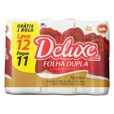 Papel Higiênico Deluxe Folha Dupla Leve 12 Pague 11 rolos 20m