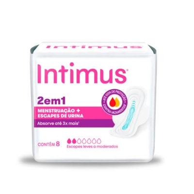 Absorvente Intimus 2 em 1 Suave com Abas com 8 Unidades