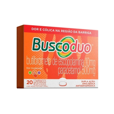 Buscoduo Paracetamol 500mg + Butilbrometo de Escopolamina 10mg 20 Cmprimidos