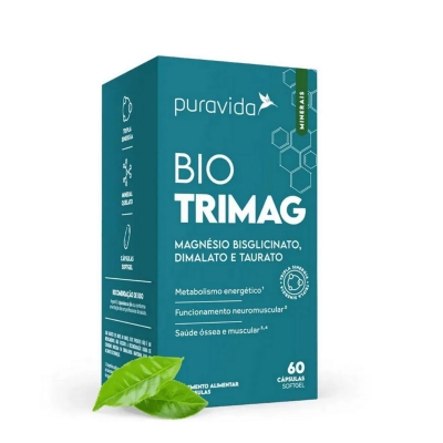 Bio Trimag - Magnésio Bisglicinato + Dimalato + Taurato - 60 Cápsulas - Pura Vida