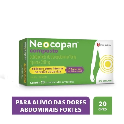 Neocopan Composto Brometo de N Butil Escopolamina 10mg + Dipirona Sódica 250mg 20 Comprimidos