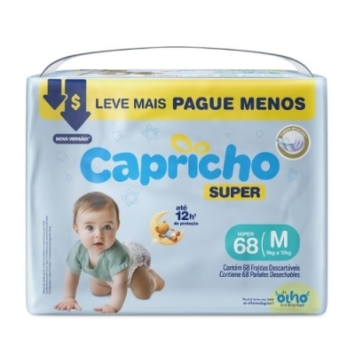 Fralda Capricho Super Hiper M 68 Unidades
