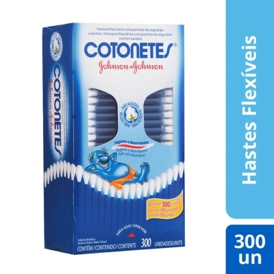 Cotonetes Hastes Flexíveis Johnson & Johnson 300 Unidades