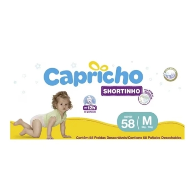 Fralda Infantil Shortinho Capricho Roupinha Hiper M 58 Unidades 