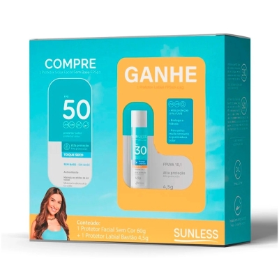Kit 1 Protetor Facial Sem Cor 60g e 1 Protetor Labial Bastão 4,5g Sunless