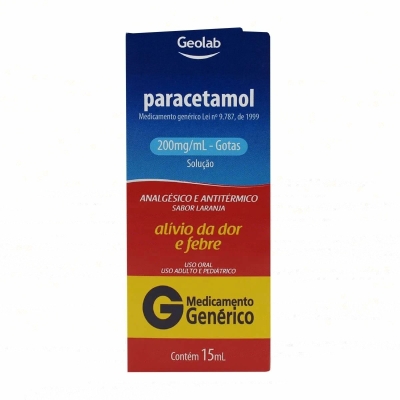 Paracetamol 200mg/ml Solução Oral 15ml Genérico Geolab 