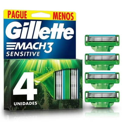 Carga para Aparelho de Barbear Gillette Mach3 Sensitive 4 unidades