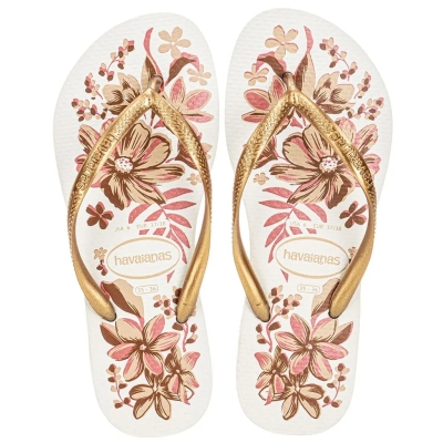 Sandália Havaianas Slim Organic Branco/Dourado 35/36 Coleção 1 Par