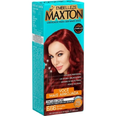 Tinta de Cabelo Permanente Maxton - 6.66 Vermelho Cereja