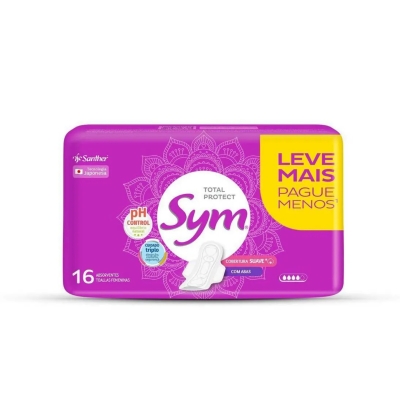 Absorvente Sym Total Protect Suave com Abas 16 Unidades