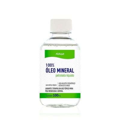 Óleo Mineral 100% - Natulab Frasco com 100mL de Óleo Uso Oral e Tópico