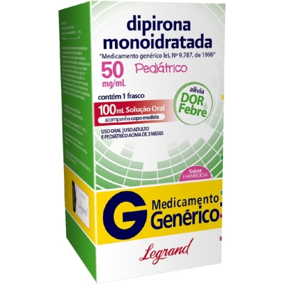 Dipirona Monoidratada 50mg/ml Solução Oral Sabor Framboesa 100ml Genérico Legrand