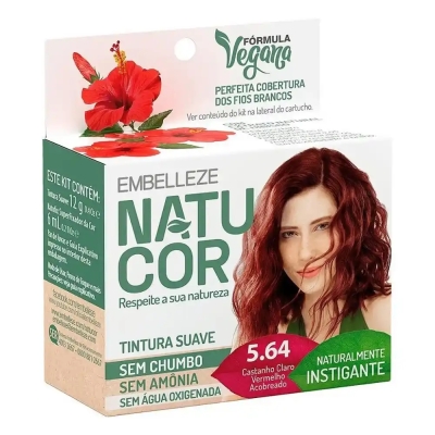 Tinta de Cabelo Permanente Embelleze Natucor Suave - 5.64 Castanho Claro Vermelho