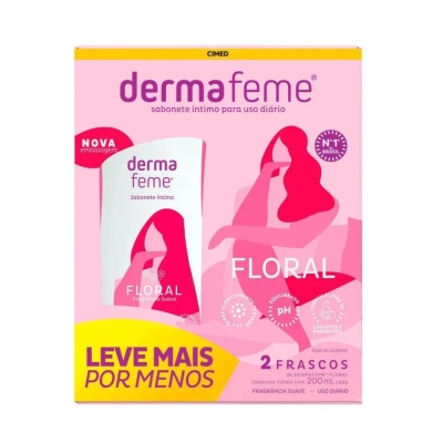 Kit Sabonete Líquido Íntimo Dermafeme Floral com 2 unidades de 200ml