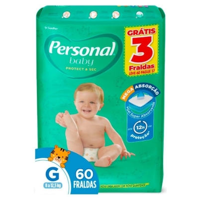 Fralda Personal Baby Protection & Sec G 60 Unidades