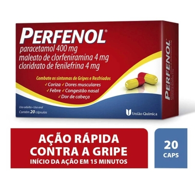 Perfenol Paracetamol 400mg + Cloridrato Fenillefrina 4mg + Maleato de Clorfeniramina 4mg 20 Cápsulas