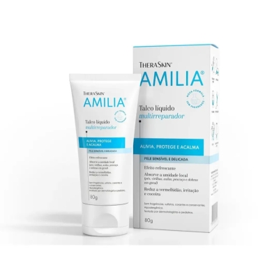 Talco Líquido Thera Skin Amilia Multirreparador Tripla Ação Pele Sensível e Delicada 80g