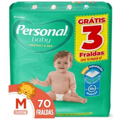 Fralda Personal Baby Protection & Sec M 70 Unidades