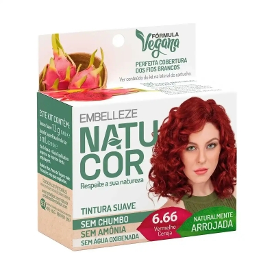 Tinta de Cabelo Permanente Embelleze Natucor Suave - 6.66 Vermelho Cereja