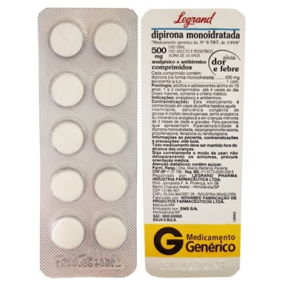 Dipirona Monoidratada 500mg 10 Comprimidos Genérico Legrand